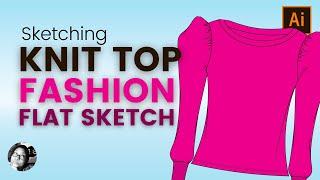 Adobe Illustrator fashion design: Sketching knit top fashion flats