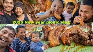 Mukbang ll New year family picnic ll eating delicious pork , duck chicken curry@nagavillagefood