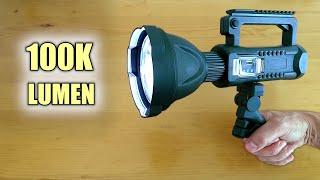 Rechargeable LED Spotlight Torch - Portable HandHeld Searchlight with 100000 Lumen