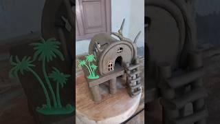 making beautiful mud house little miniature clay house #clayhouse #mudhouse #clayart