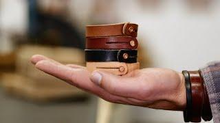 Leather Bracelets - Vegetable Tanned Leather & Copper Stud Closure