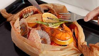 [French cuisine] Fish and Vegetables Baked in paper | Seafood Papillote