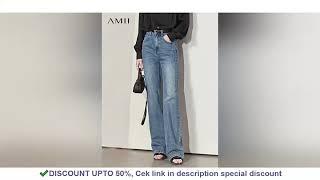 Amii Minimalism Women Jeans 2024 Spring Vintage Denim Pants Loose Wide Leg Pants Women's Casual Pant