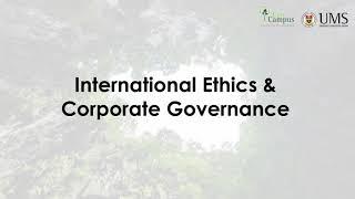 International Ethics and Corporate Governance