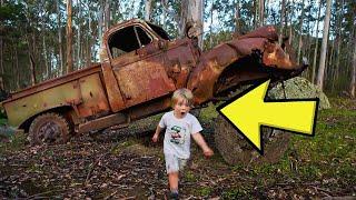 6-Year-Old BOY Finds an Old Truck Hidden in the Woods. When He Looks Inside He Starts Crying