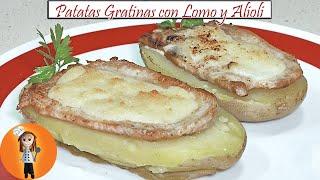 Patatas Gratinadas con Lomo y Alioli | Receta de Cocina en Familia