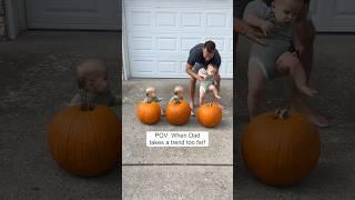 Triplet Dad takes trend to Next Level!  #dad #mom #triplets #funny #fall #baby