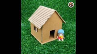 How to make a small Cardboard House Beautifully :: Easy Diy :: SimpleCrafts School Project  #shorts