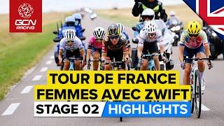 Crosswind Chaos! | Tour De France Femmes Avec Zwift 2022 Stage 2 Highlights