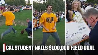 California Golden Bears student NAILS FIELD GOAL for $100,000 on College Gameday 