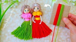 It's so Cute ️ Superb Doll Making Idea with Yarn and Cardboard- You will Love It- DIY Woolen Craft