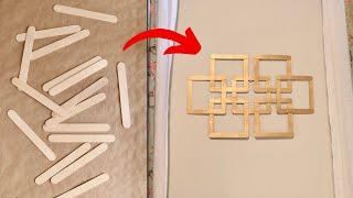 DIY POPSICLE STICKS WALL DECOR | DIY SUMMER CRAFTS | ROOM/HOME UP-CYCLED DOLLARTREE DECOR IDEAS 2022