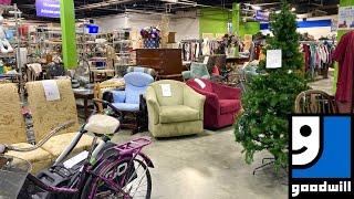 GOODWILL SHOP WITH ME FURNITURE ARMCHAIRS CHRISTMAS DECOR KITCHENWARE SHOPPING STORE WALK THROUGH