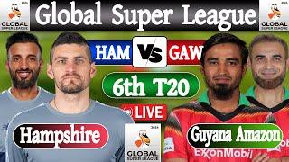 Global Super League 2024| Guyana Amazon Warriors vs Hampshire Live Scores | live cricket match today