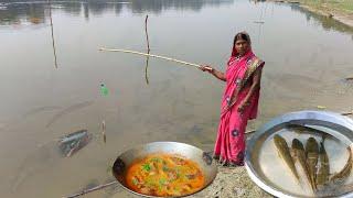 New bass technique, how to make fish catching with plastic bottle by river in village,cooking&eating