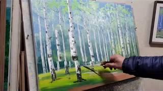 신재흥(Shin jae heung) 2020 - 47/자작나무 숲 (birch forest) 나이프로 쉽게그리기 / 대한민국미술대전 심사위원역임/개인전62회