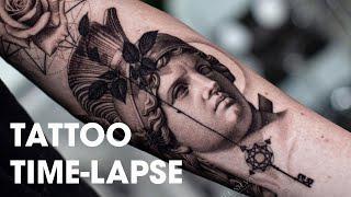 BLACK AND GREY APOLLO STATUE TATTOO | TIME LAPSE (Real Time Tattooing)