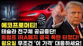 [에코프로머티] 긴급! 테슬라 전구체 공급중단! 트럼프 IRA폐지 결국 폭탄 터졌다! 절대 매도하면 안됩니다 흔들리지 마시고 반드시 "이 방법"으로만 대응하세요 #에코프로머티대응