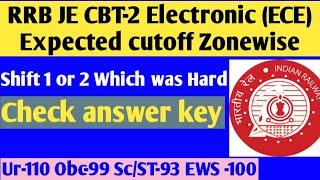 RRB JE CBT-2 Electronics Cutoff | ECE Expected Cutoff RRB JE CBT-2 Zonewise | RRB JE CBT-2 ECE Cutof