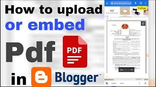 Blogger: How to embed a pdf on post in blogger -2023