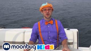 Blippi Explores a Boat | Cars, Trucks & Vehicles Cartoon | Moonbug Kids