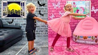 Pink vs Black Challenge + More children's songs by Katya and Dima