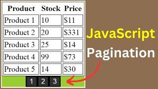 JavaScript - How To Create Pagination Button For HTML Table Using JS -  Navigate Between Rows In JS