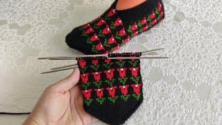 Lale desenli beşşiş patik yapılışı #knitting #beşşişpatik #crochet #keşfet #handmade #very #beşşiş