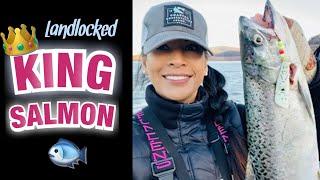 STACY'S FIRST LANDLOCKED SALMON! - Lake Oroville King Salmon Fishing with Rustic Rob's Guide Service