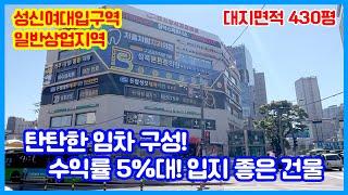 성신여대입구역이 건물 본관과 이어진 수익률 5%대!! 대로변 코너 앞 위치한 가시성 좋은 건물