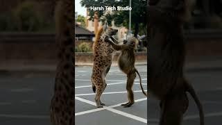Hyena vs monkey deadly fight #funny #wildlifeentertainment #animals #animallife #wildanimals