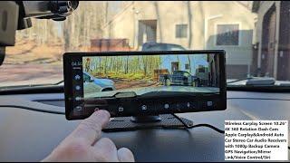 Wireless Carplay Screen 10.26" 4K 360 Rotation Dash Cam Apple Carplay&Android 1080p Backup Camera