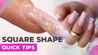 Mastering SHARP Square Nail Shape with Dual Forms | 3D Chrome Powder Nails