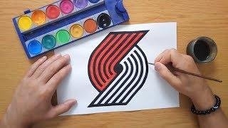 How to draw the Portland Trail Blazers logo - Drawing NBA team logos