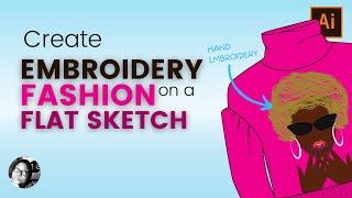 How to draw embroidery on fashion flats | CAD fashion design tutorial