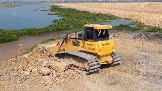 EPIC!! Bulldozer Pushing Huge Stone Truck Unloading Rocks Wheel Loader Spreading Gravel Rock Dirt