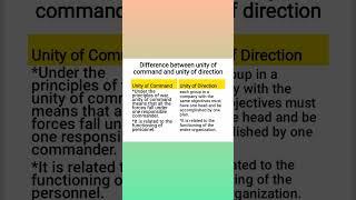 business studies, different between unity of command and unity of direction