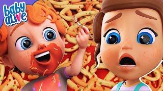 Making A Food Mess With Pasta  BRAND NEW Baby Alive Episodes  Family Kids Cartoons