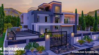 Modern House Design (19m x 17m)  6 Bedrooms with Estimate cost.