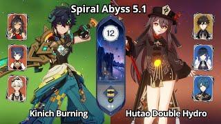 C0 Kinich Burning & C0 Hutao Double Hydro - Spiral Abyss 5.1 Floor 12 Genshin Impact