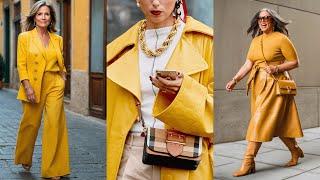 How to Wear Yellow Elegantly in Autumn/Winter for Women Over 60 | Natural Women fashion  60+ 50+