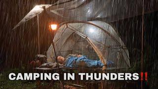 Camping in Thunderstorm‼️Solo Camping in Heavy Rain and Thunderstorm with Plastic Tent‼️