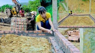 Transporting bricks and sand to build a solid house - 1 year of building a farm in the forest