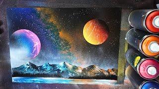 Surreal Mountain Galaxy - SPRAYPAINT ART