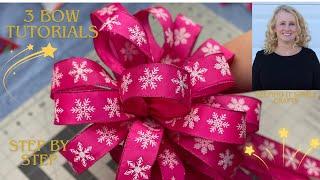 3 EASY BOW TUTORIALS | WREATH BOW CHRISTMAS TREE BOW BOWS FOR CRAFTS GIFT WRAPPING TYING BOWS DIYS