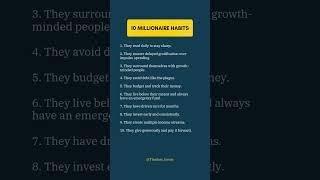 10 Millionaire Habits #psychology #quotes #motivation