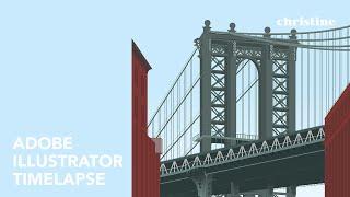 New York City Travel Poster Illustration | Adobe Illustrator Timelapse