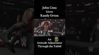 Attitude Adjustment Through The Table!! #johncena #rko  #wwe