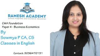 CMA Foundation | Business Economics | Fundamentals of Economics classes in English By CA CS Sowmya P