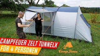 CampFeuer Zelt TunnelX für 4 Personen, Aufbau und Details, Empfehlung vom Küchenkönig 